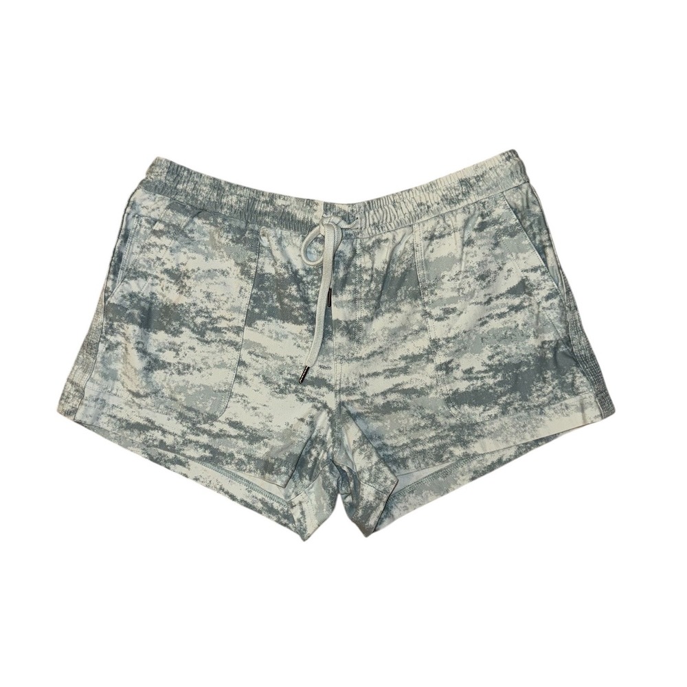 Athleta‎ Farallon Shorts Womens XL fog green Camo Cotton Stretch Drawstring